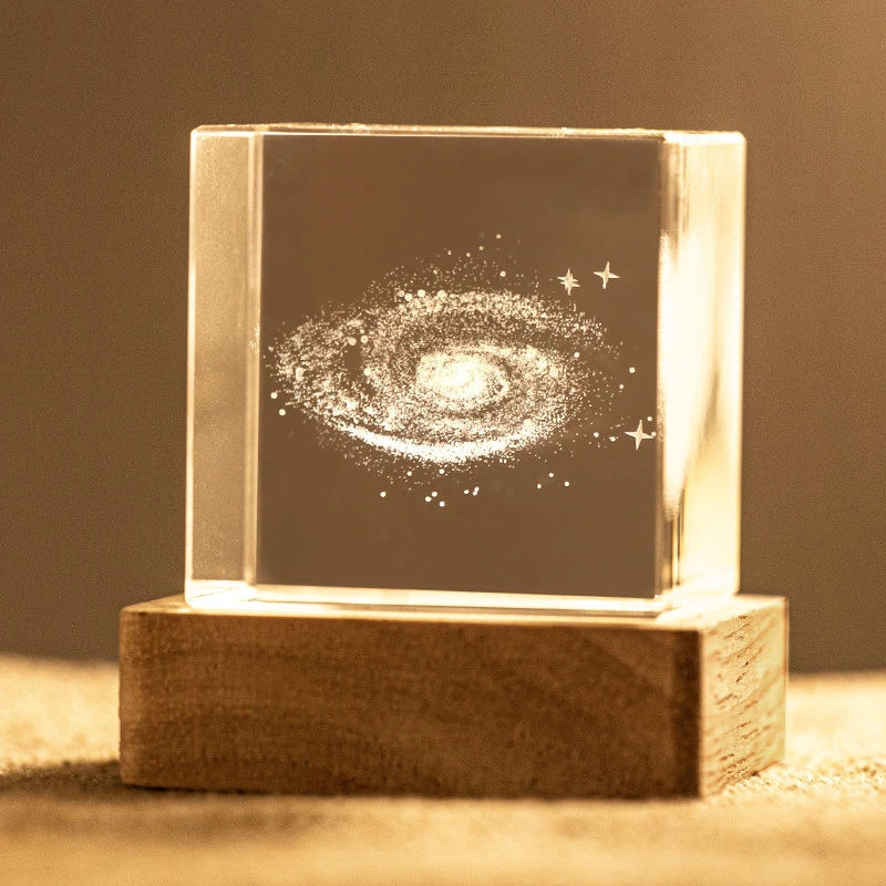 创意礼物立方水晶球小夜灯氛围灯桌面摆件送男女朋友闺蜜生日礼物