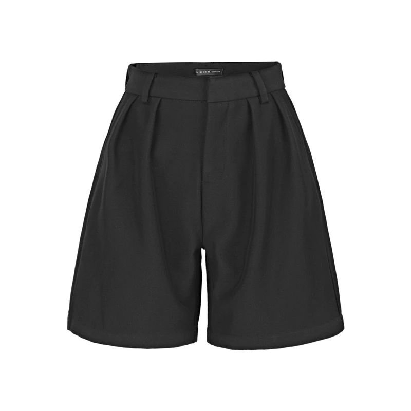 S·DEER圣迪奥女装气质百搭显瘦正品款高腰压褶A字短裤S21480908