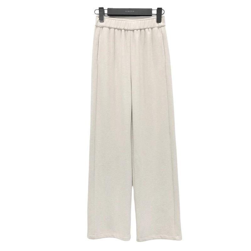 S·DEER圣迪奥垂感时尚秋冬新款显瘦高腰阔腿女装休闲裤S224Z0819