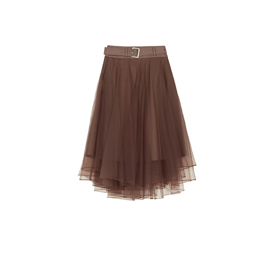 S·DEER圣迪奥显瘦轻奢优雅时尚气质百搭半身裙长裙纱裙S234Z1102