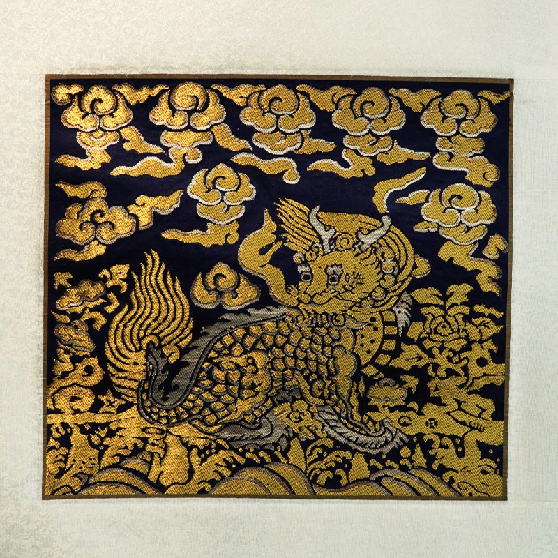 国风轻奢简约高档客厅卧室办公区创意精致云锦麒麟挂轴卷轴礼盒装