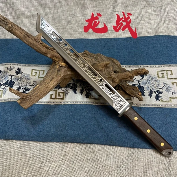 龙战唐刀一体锻造铬钢短款唐横刀短刀收藏实用户外小刀未龙泉宝剑