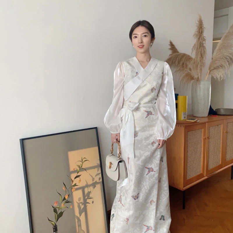 原创高端面料夏季仙女藏装连衣裙民族风西藏服