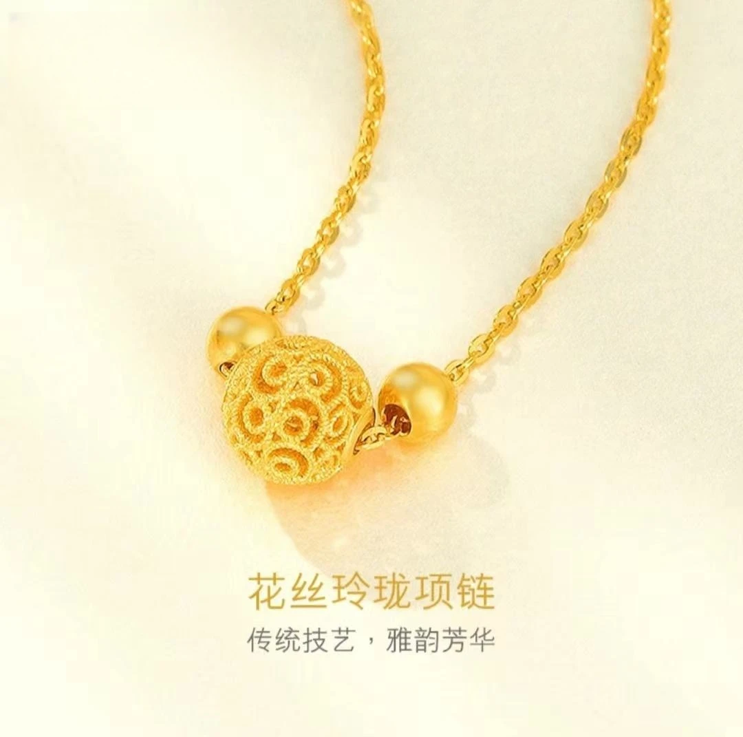 钛钢项链 不掉色时尚精美花丝玲珑项链女士轻奢高级感锁骨链配饰