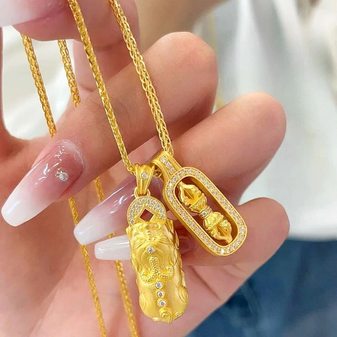 铜合金吊坠 高级感气质轻奢百搭不掉色金色貔貅金刚杵项链吊坠