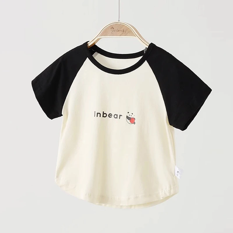 宝宝短袖t桖夏季薄款纯棉卡通熊猫弹力棉儿童半袖上衣女童夏装T恤