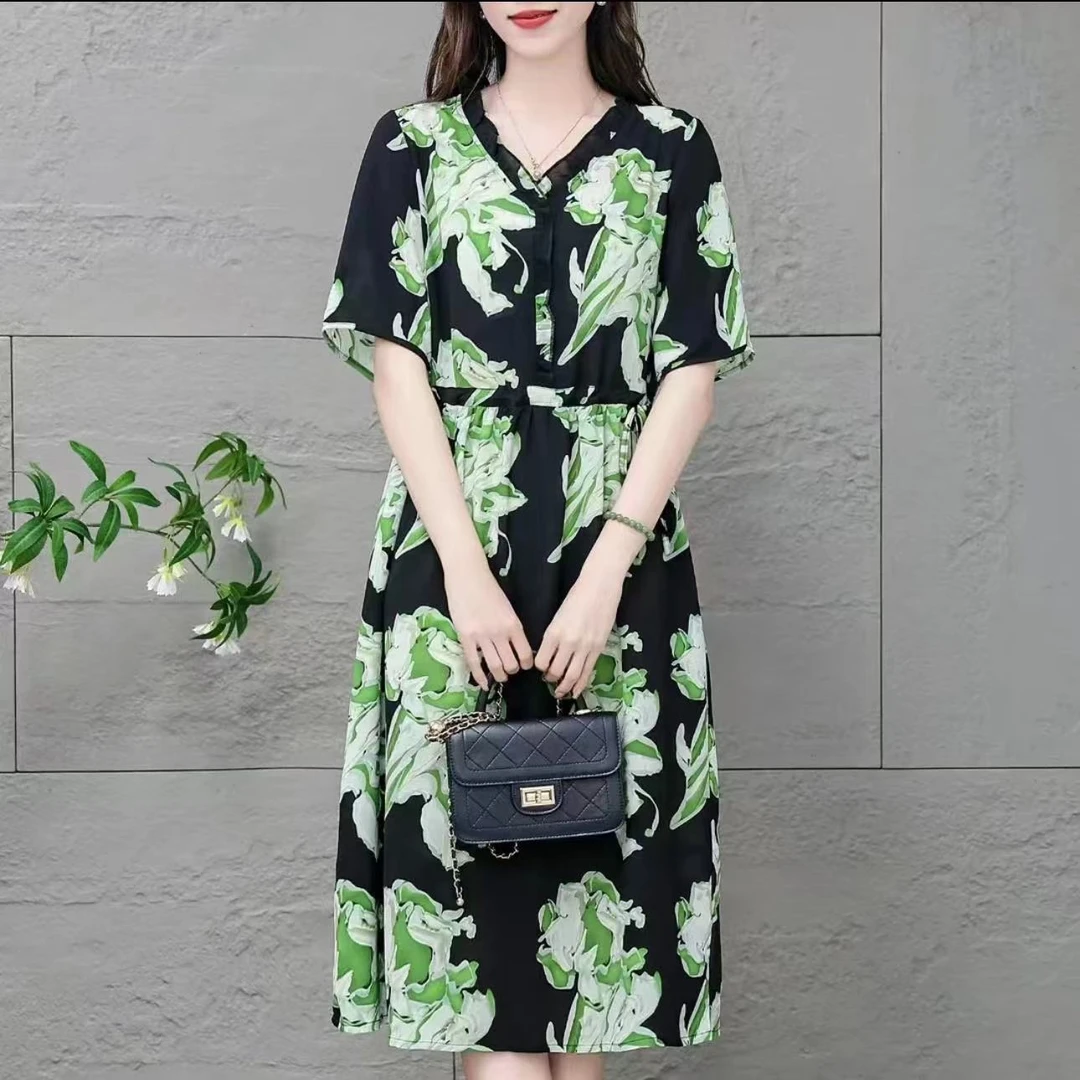 （苏依阁）CZY早秋新款喇叭花~气质复古时尚女装连衣裙