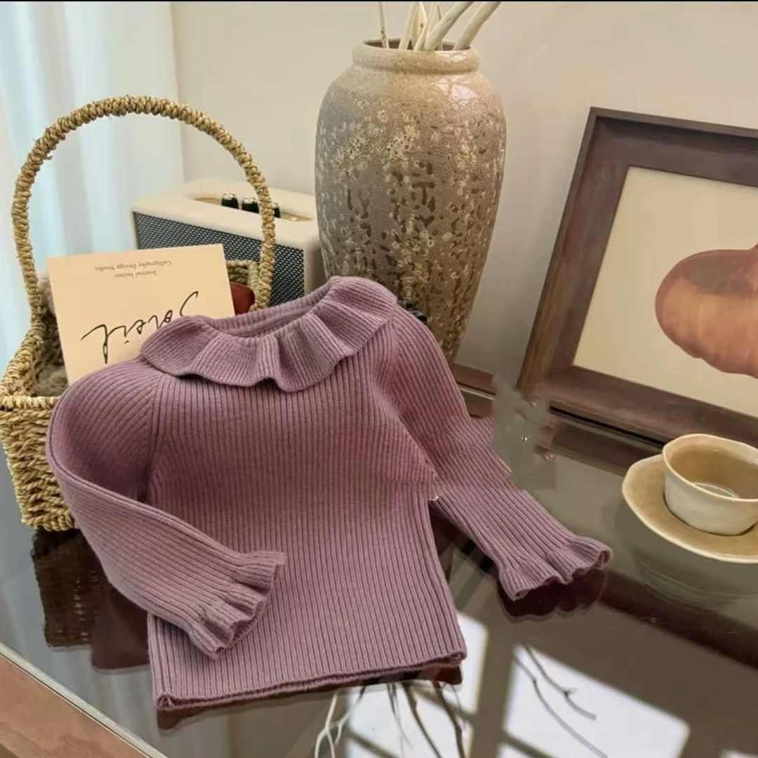 女童温柔风纯色宝宝毛衣秋冬款半高领上衣内搭针织衫洋气GZ9505
