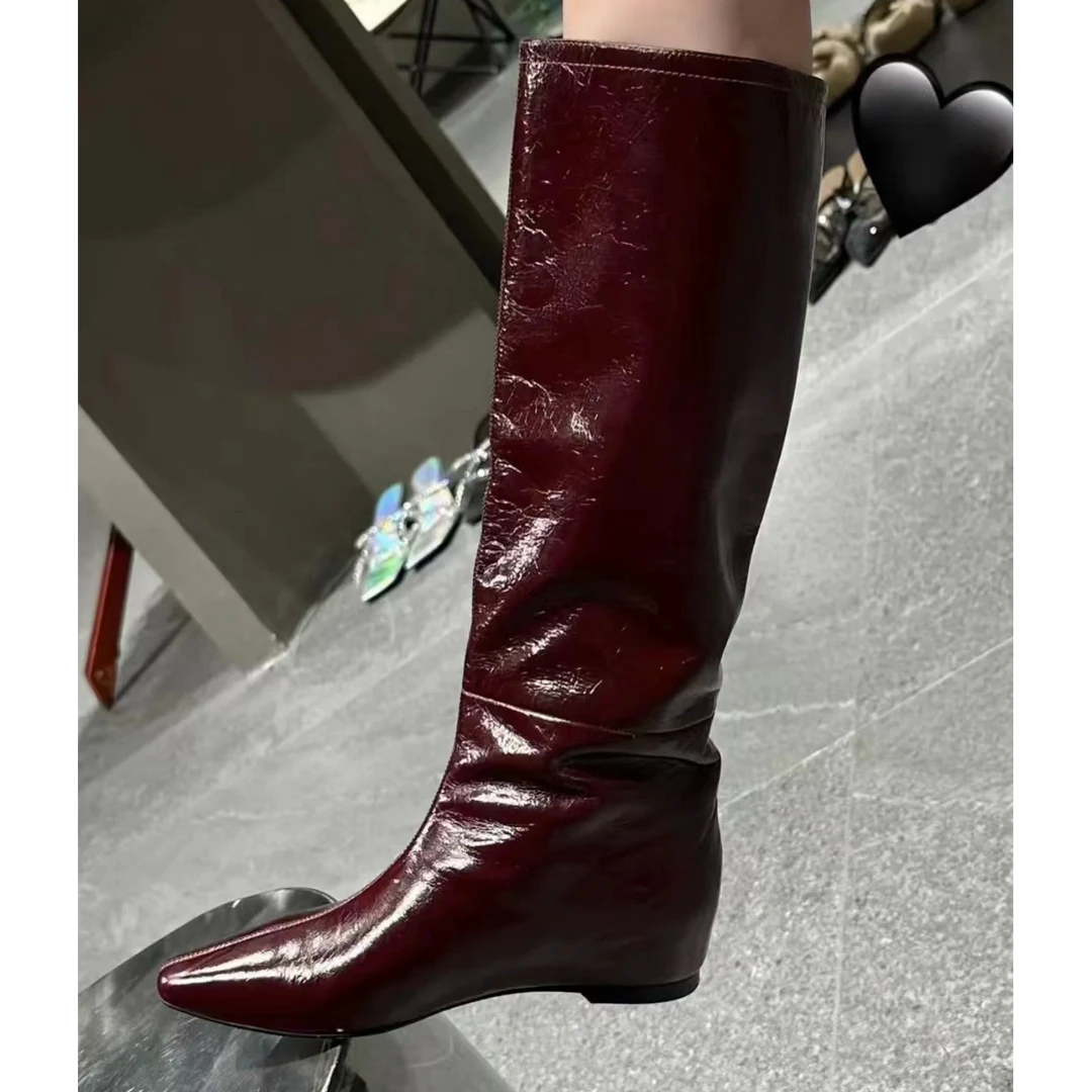 双11爆款萝茜妮嫚百搭气质低跟真皮长筒时女士骑士时装有氧操长靴