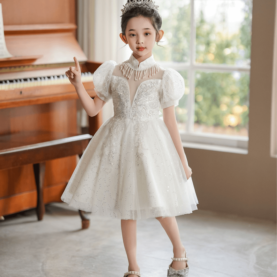 女童礼服小女孩洋气蓬蓬纱夏季生日婚礼走秀宴会儿童儿童节白色