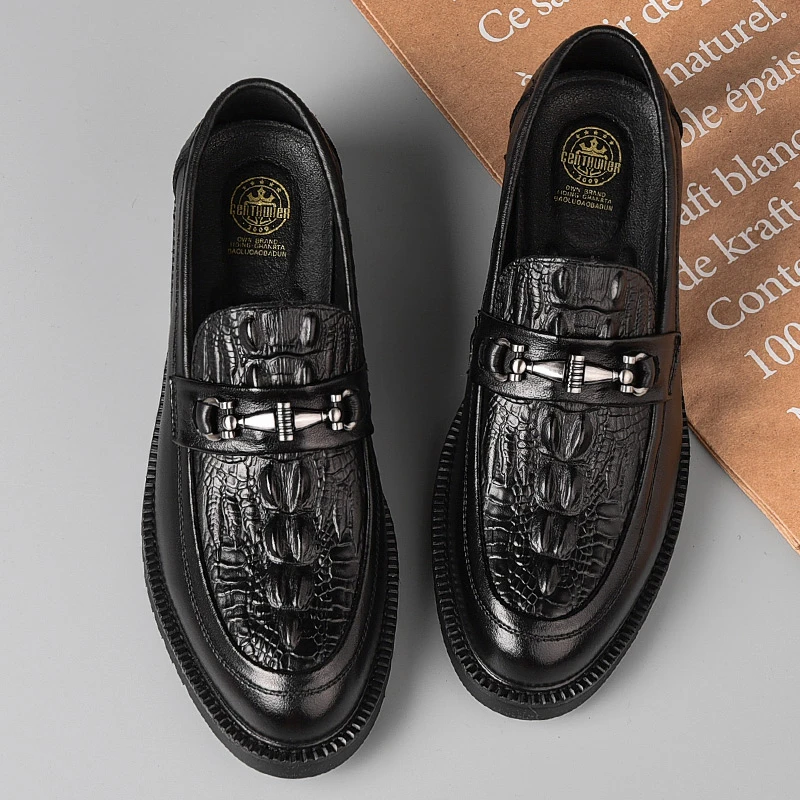 9916皮鞋男新款真皮牛皮潮流男士休闲时尚百搭轻奢高端一脚蹬男鞋