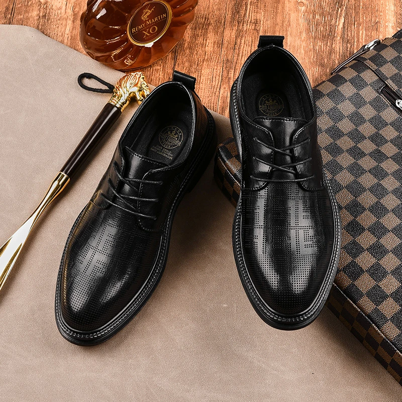1107皮鞋男尖头新款百搭男士休闲正装青年透气商务潮流时尚结婚鞋