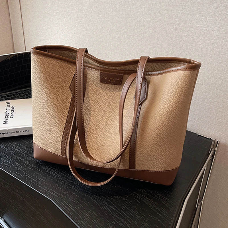 爆款简约包包女大容量2023新款个性单肩包潮流休闲上课通勤托特包