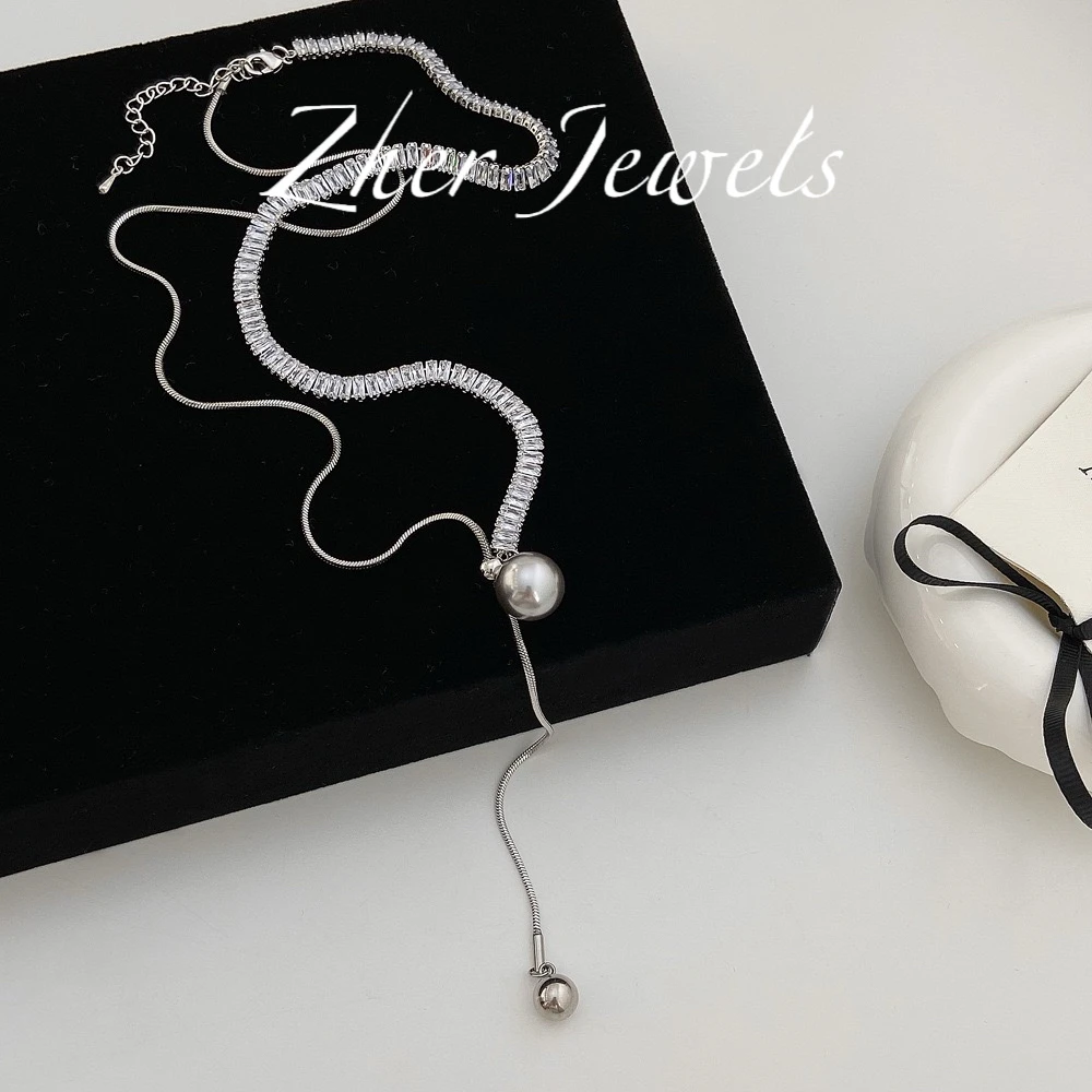 钛钢锆石项链 Zher｜一帘幽梦可调节毛衣链