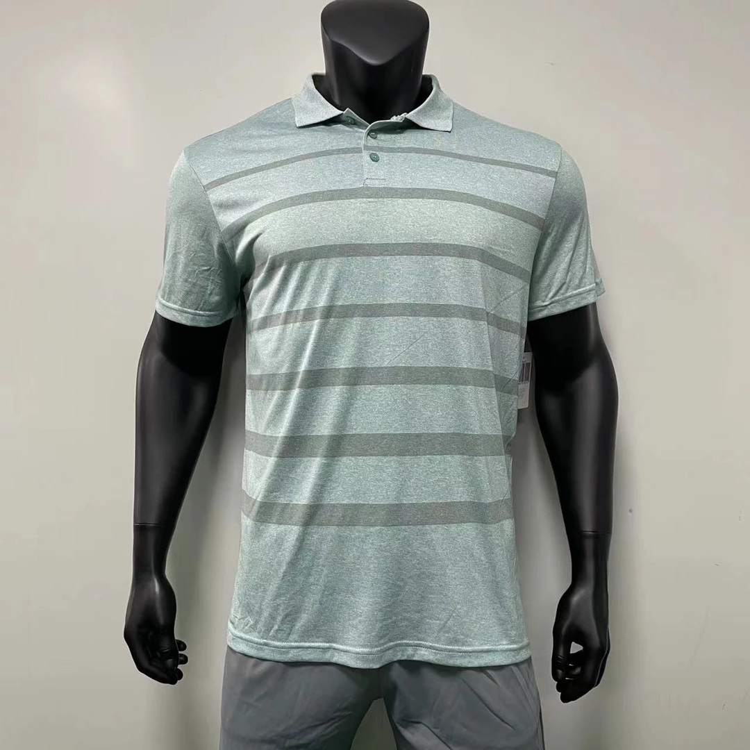 e803 男士RUN条纹POLO短袖   绿色
