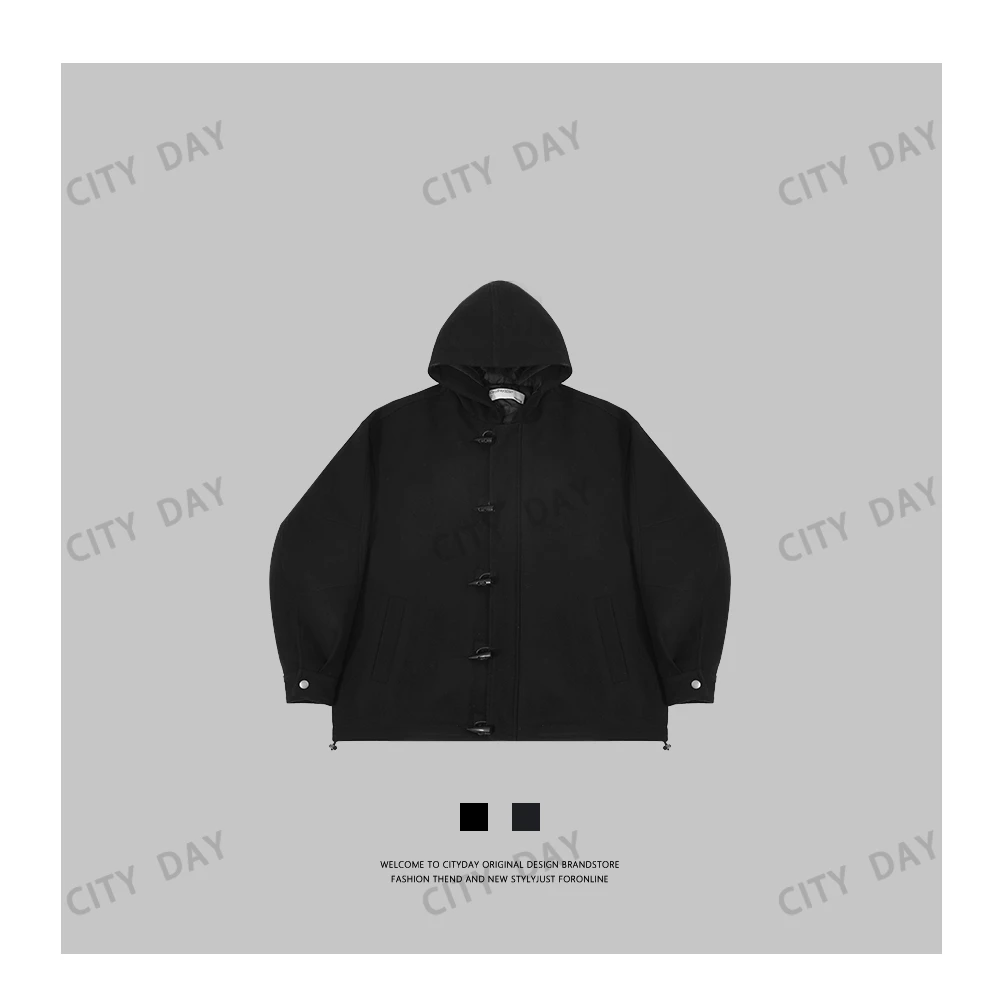 CityDay【楠哥】经典韵味复古牛角扣廓形高质羽绒外套 7812