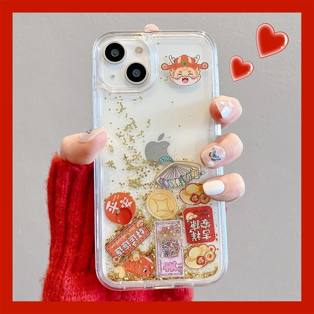 适用iPhone15手机壳苹果14promax新款流沙13pm创意12可爱卡通11女