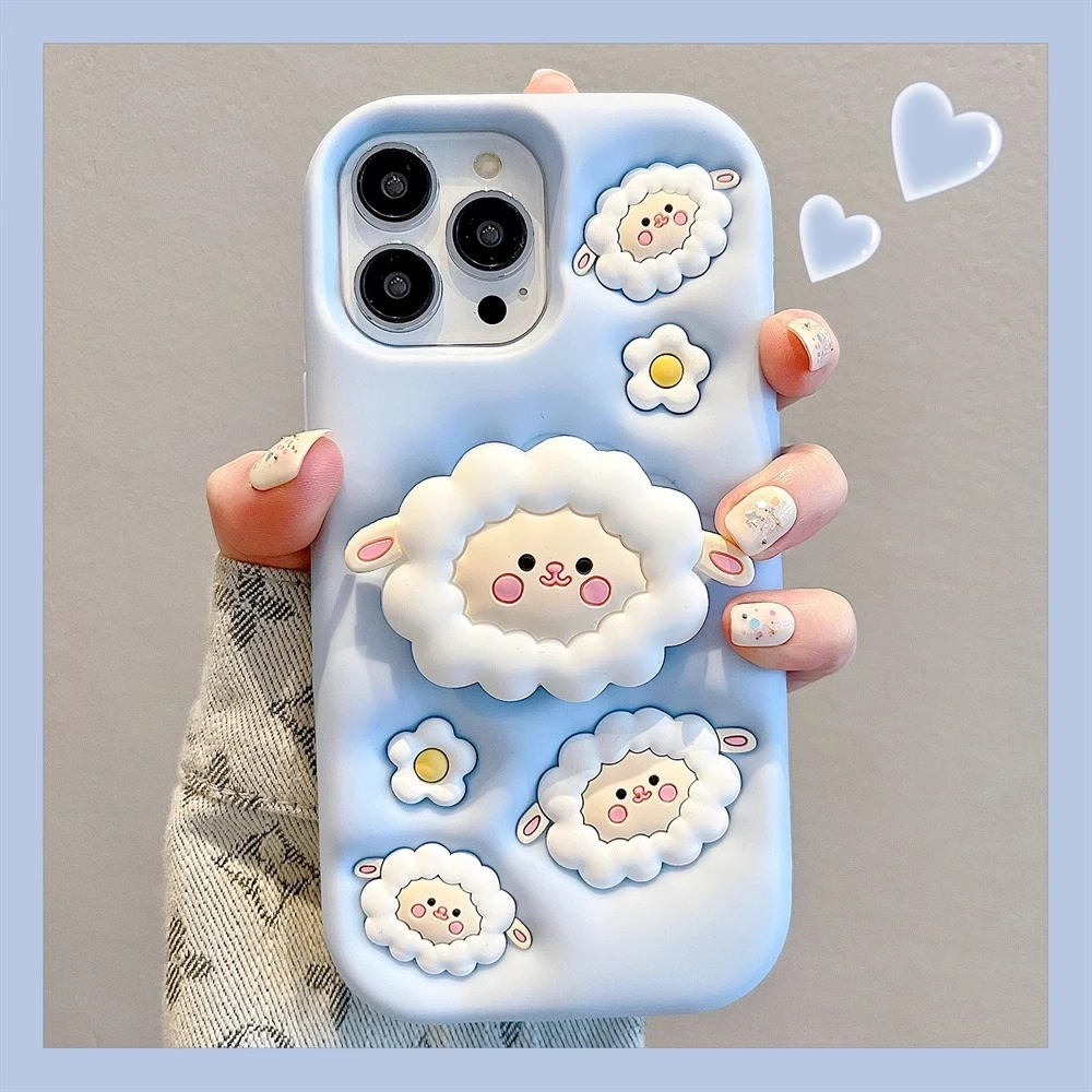 立体可爱小绵羊适用苹果15promax手机壳网红12新款iPhone14卡通13