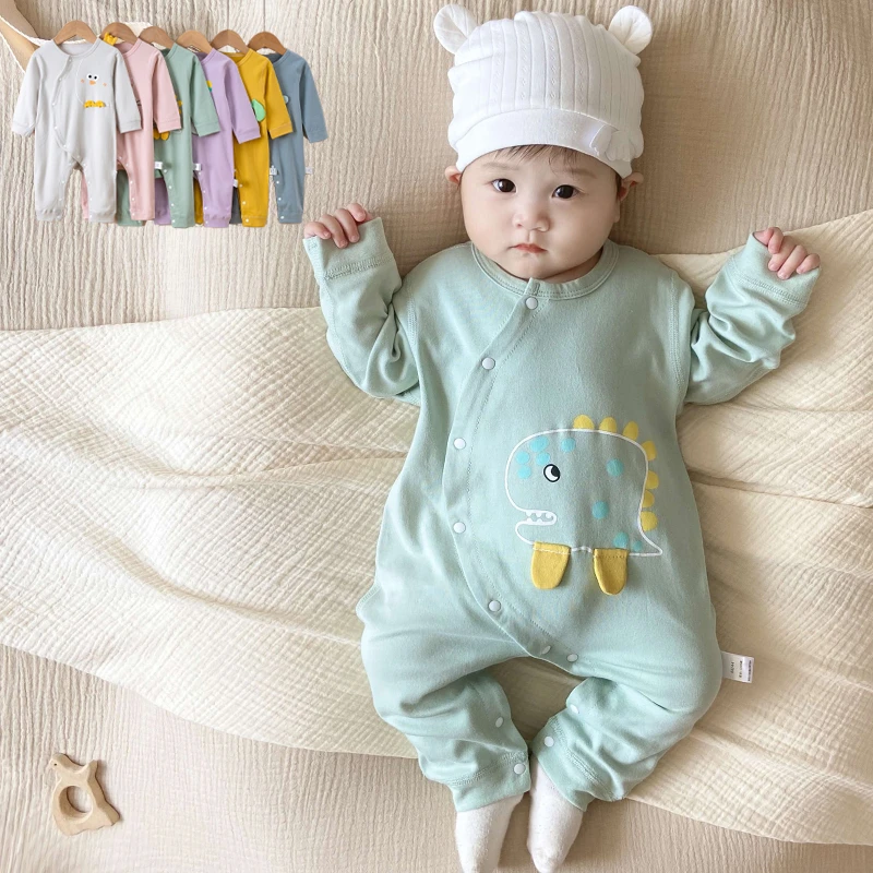 婴儿纯棉连体衣春秋宝宝哈衣男女童卡通长袖爬服套装幼儿