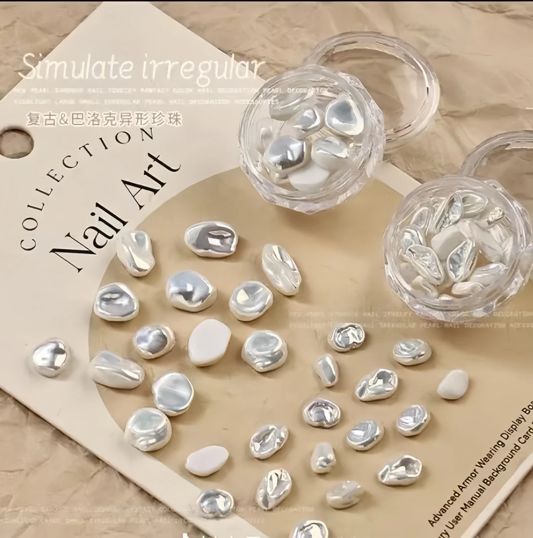 语菲优选美甲饰品巴洛克异形珍珠仿贝大小可选高亮指甲装饰DIY钻