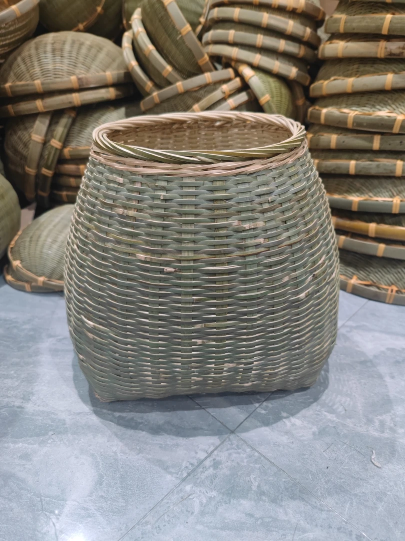 竹青皮摘茶篓竹编头层皮采茶篓表演舞蹈道具竹编家用竹制品茶叶筐