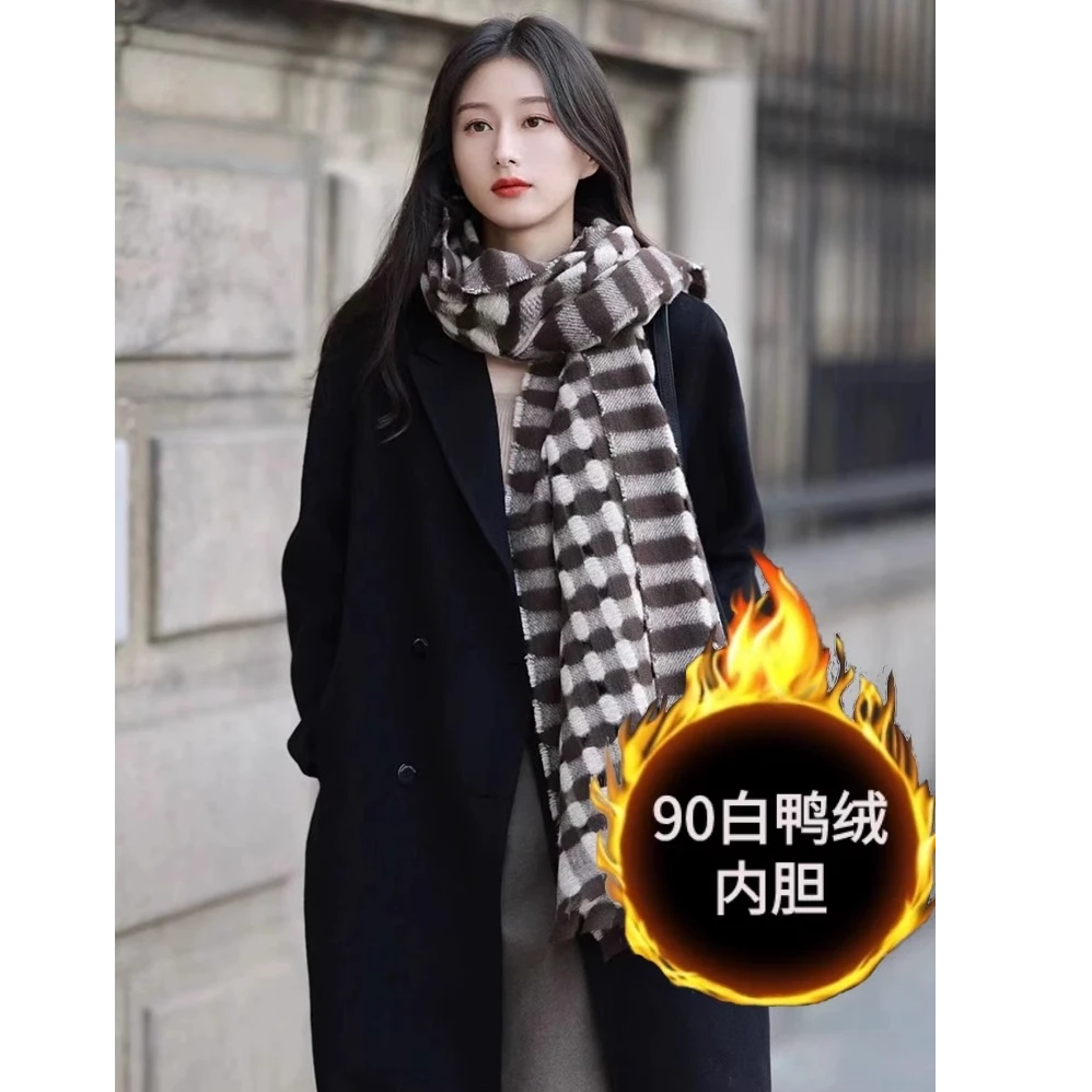 羽绒服女冬季2024新款中长款呢子大衣加厚90白鸭羽绒内胆毛呢外套