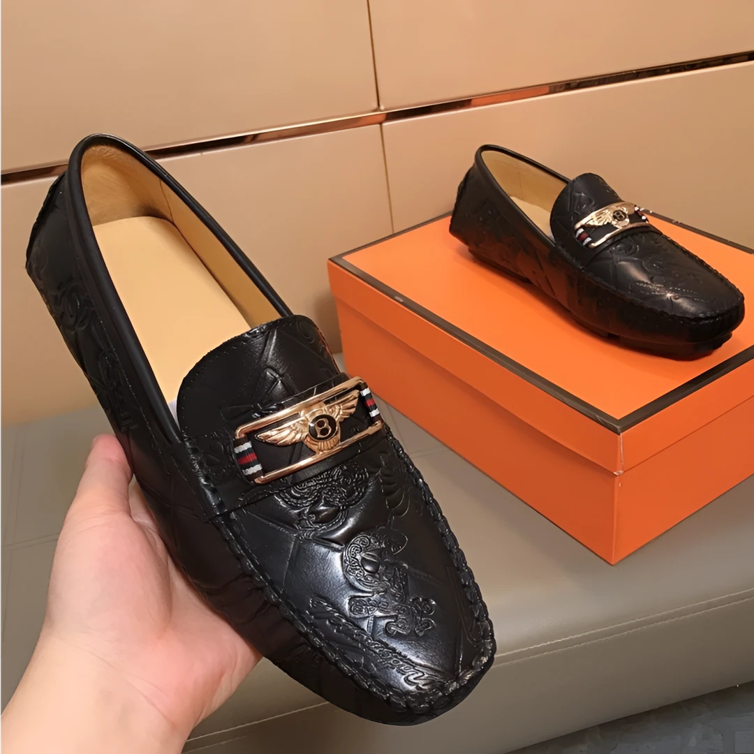 欧美高端豆豆鞋真皮新款休闲帅气潮款脚蹬百搭舒适透气耐磨驾车鞋