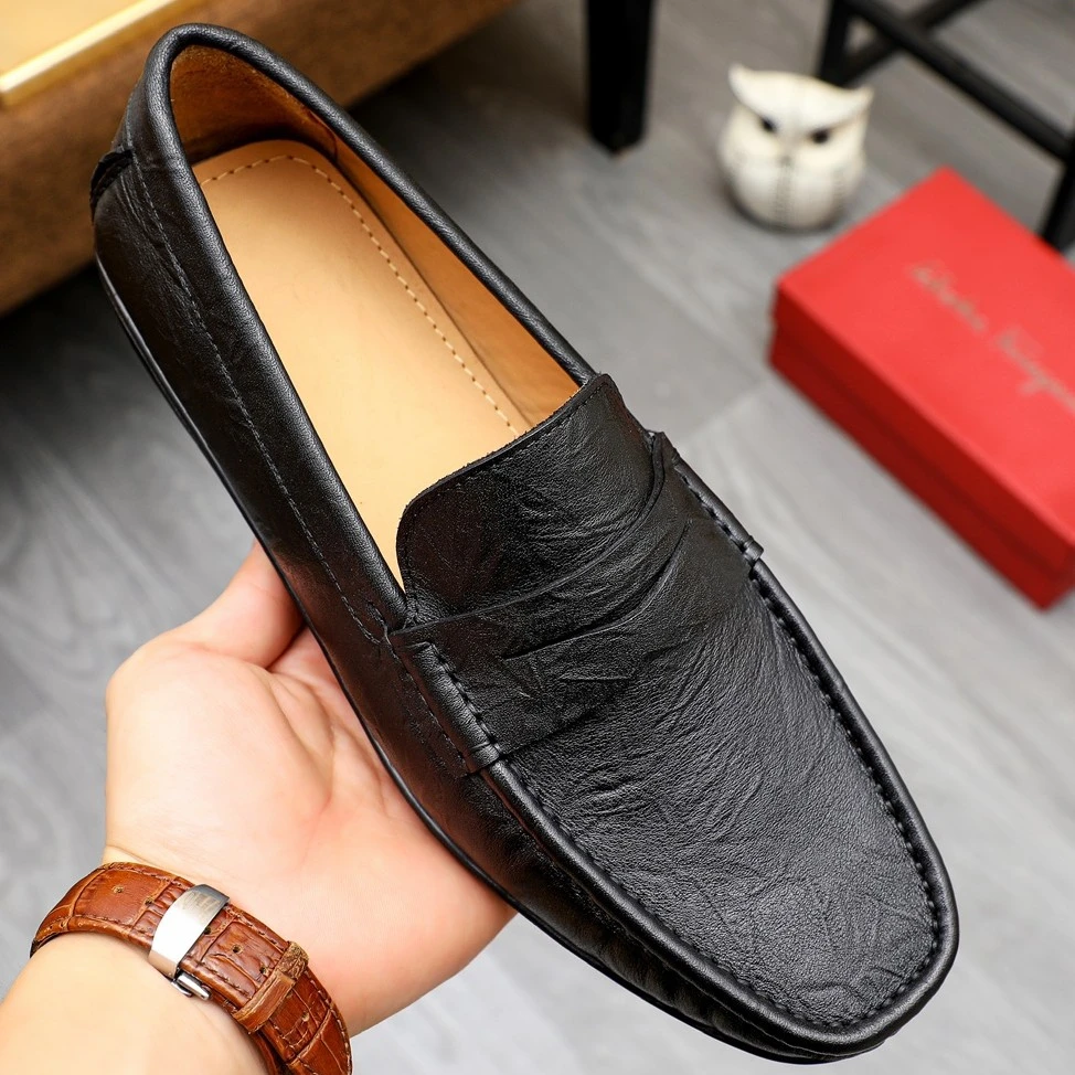 广州手工牛皮豆豆鞋男鞋真皮商务皮鞋男士休闲鞋百搭一脚蹬懒人鞋