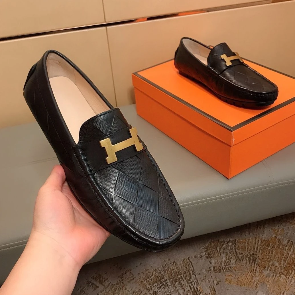 欧美潮流豆豆鞋真皮男士驾车懒人一脚蹬百搭爆款时尚透气休闲皮鞋