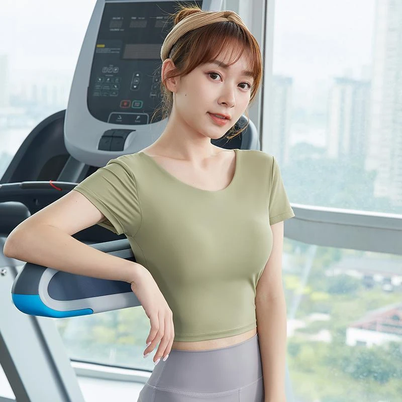 彩虹衣然瑜伽服女套装紧身衣带胸垫美背健身服网红普拉提训练上衣