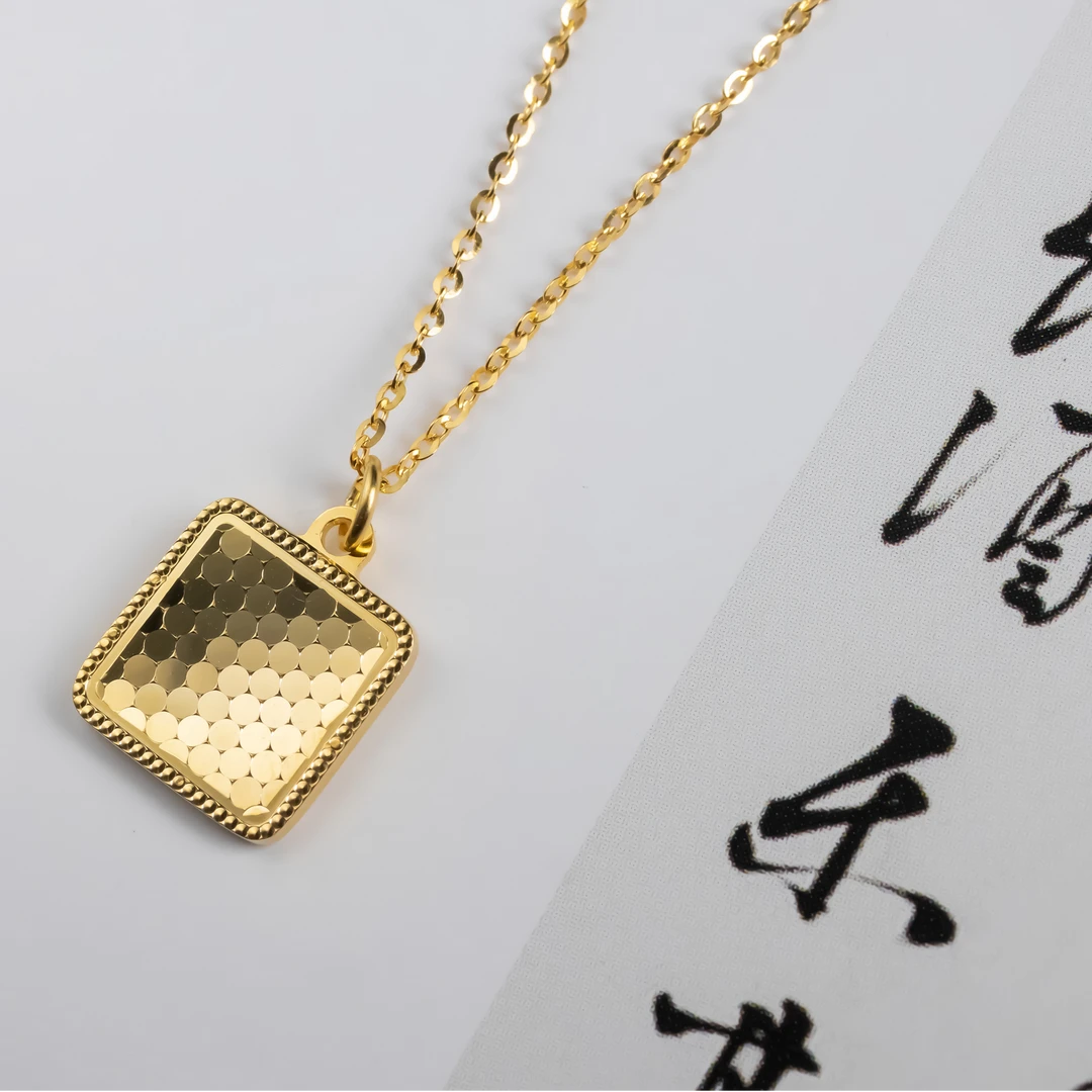 坠链均925银 新人见面礼《福宝宝》~敲闪小方糖时尚百搭吊坠