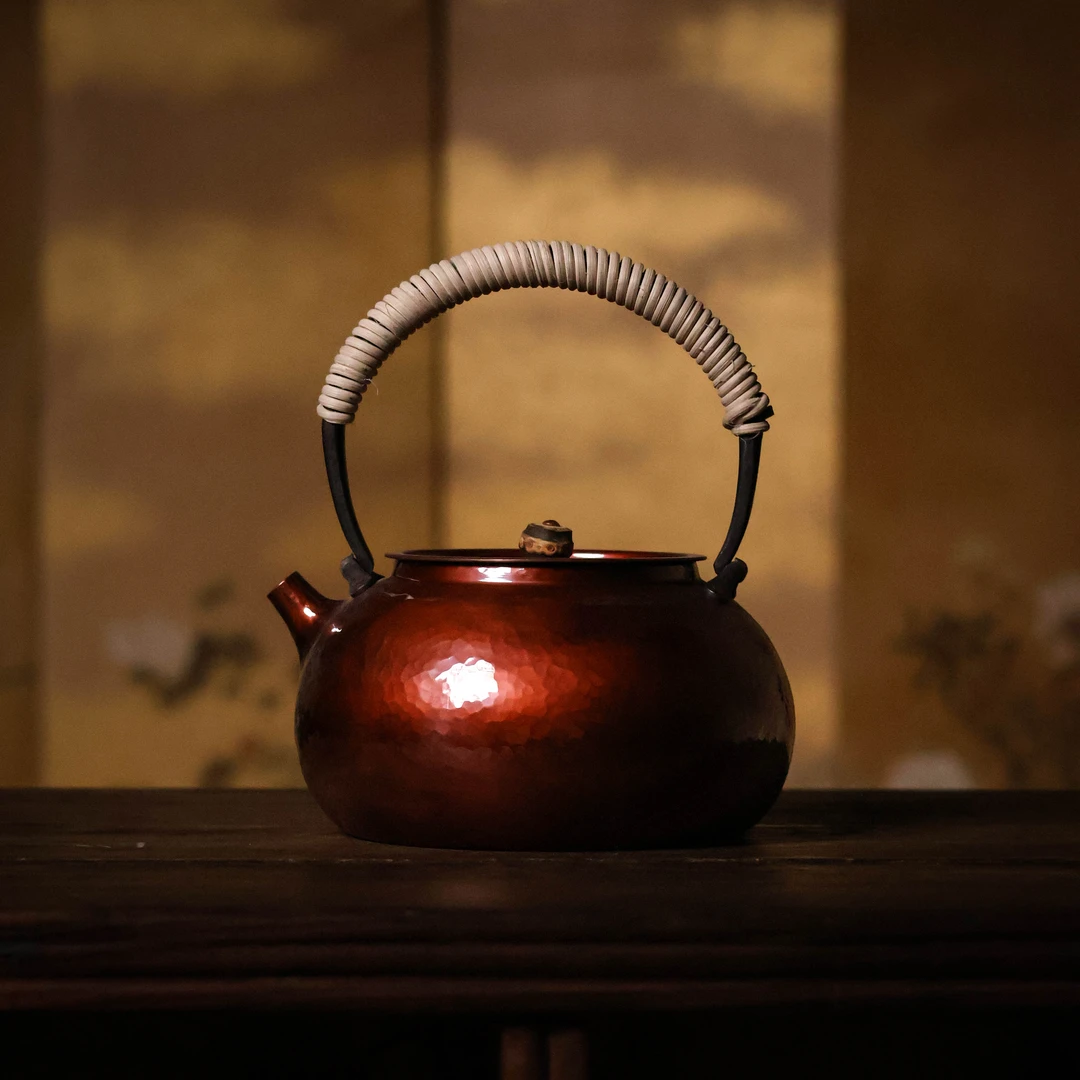 斋居 苹果紫铜提梁煮水壶-1L(器不同0016)