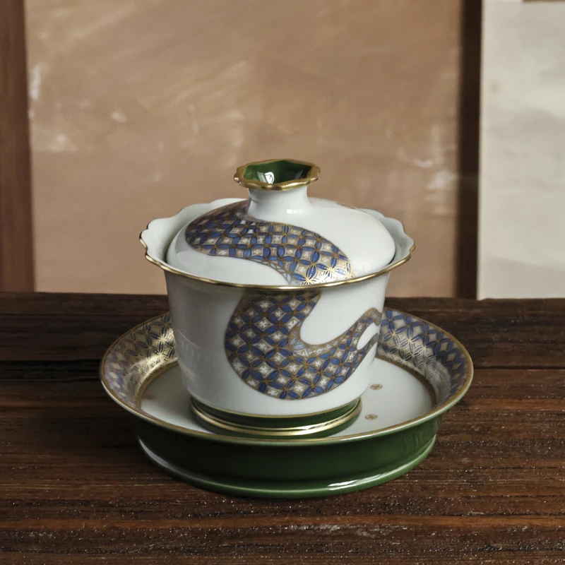 斋居 石绿三才盖碗（华隐S0408）