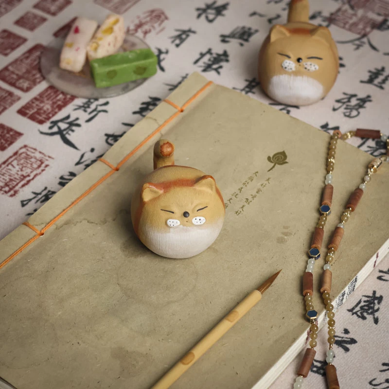 斋居 茶室周边摆件茶道器具茶宠（馋猫0175）