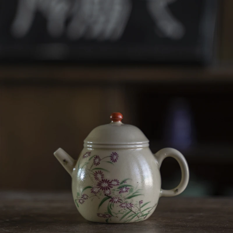 斋居 矢车菊-拙溪-茶壶-口径45mm*高90mm-150CC（拙溪S0002）
