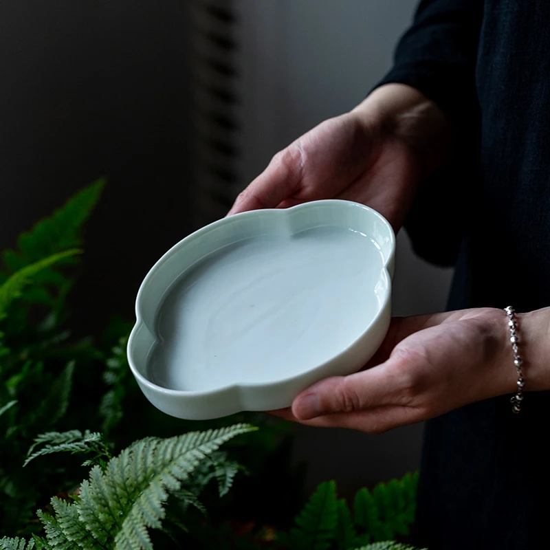 *斋居渐变绿海棠壶承复古创意款壶承小田月月茶道器具家用室用款