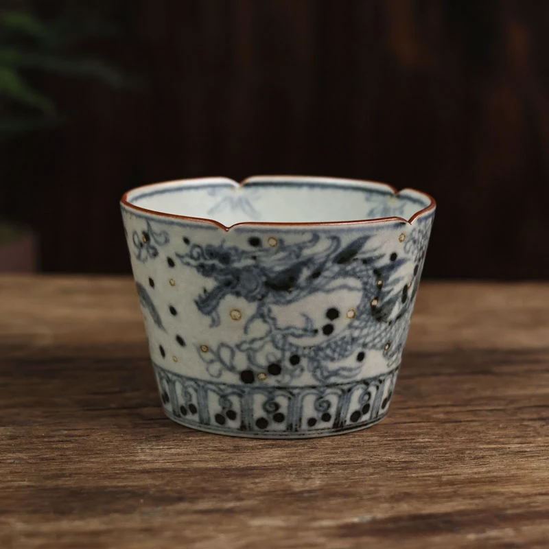 斋居 大号龙缠枝莲龙手握杯（新晚棠0083）