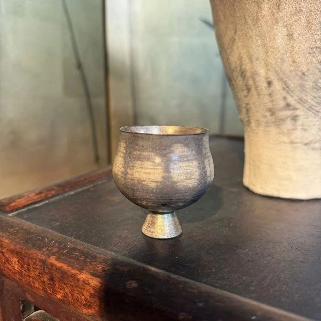 斋居 银装素裹-李朝青灰-迟归主人杯-茶杯（Q1782）