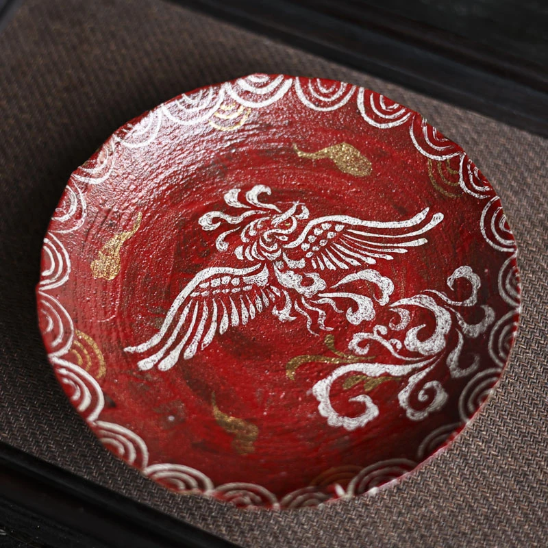 斋居 凤纹-蕉白轩-炼陶-壶承-直径15cm（蕉白S0227）