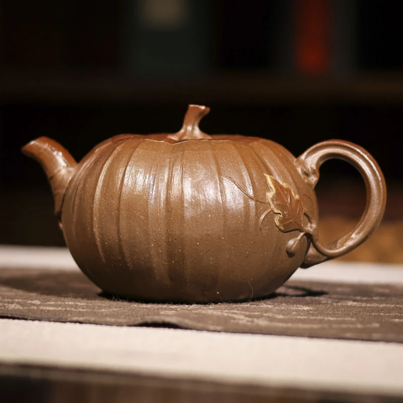 斋居 贴花南瓜-观羽柴烧-紫砂壶（观羽0099）