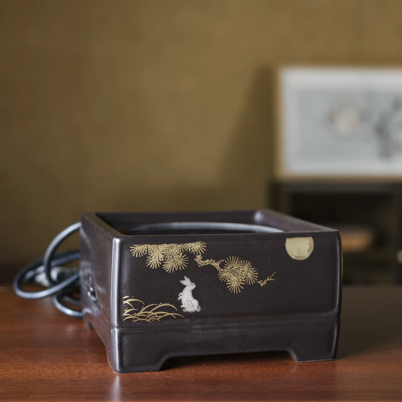 *斋居梵山堂望月金松名式电炉茶零配茶道家用室用创意手绘电陶炉