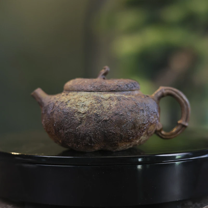 斋居 丑南瓜-观羽柴烧-段泥紫砂壶-70cc（观羽0358）