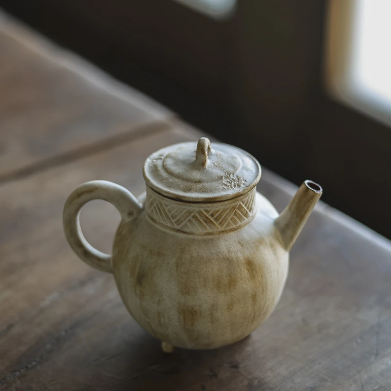 *斋居斋居李朝白风无壶陶瓷家用复古粗陶手工茶道茶具茶壶小田月