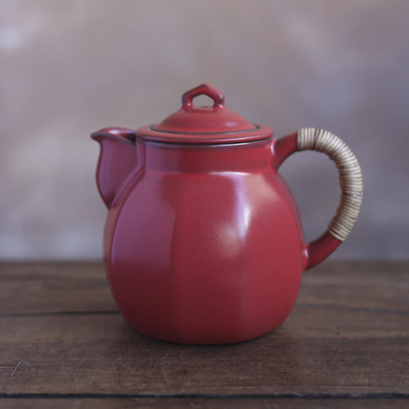 斋居 山楂红九方蒸茶器陶瓷茶道家用-容量500-600CC（梵山S0218）