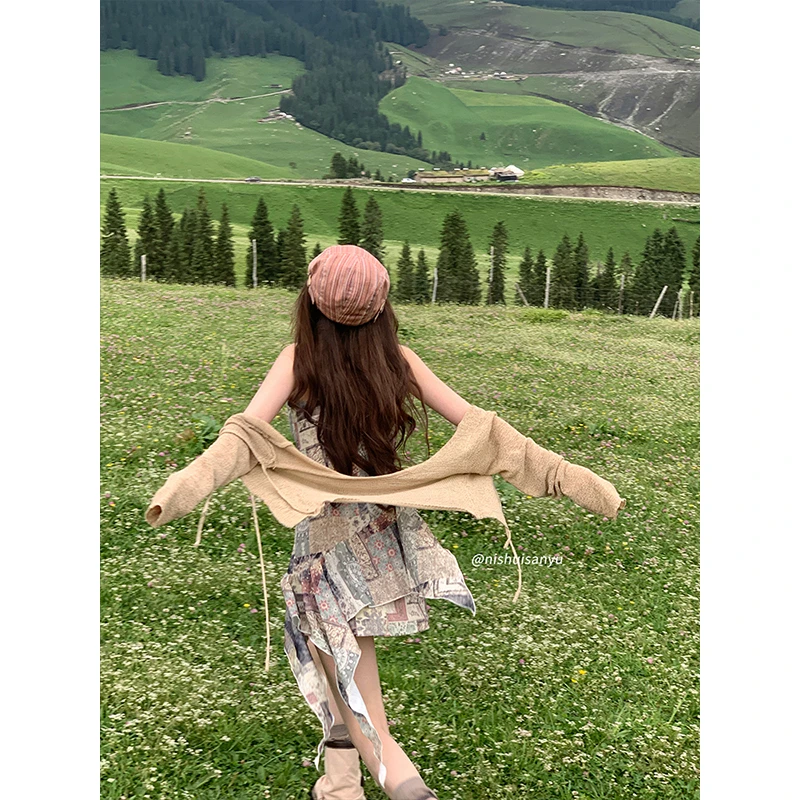 溺水三鱼 甜辣网纱绑带纯欲风性感披肩开衫上衣