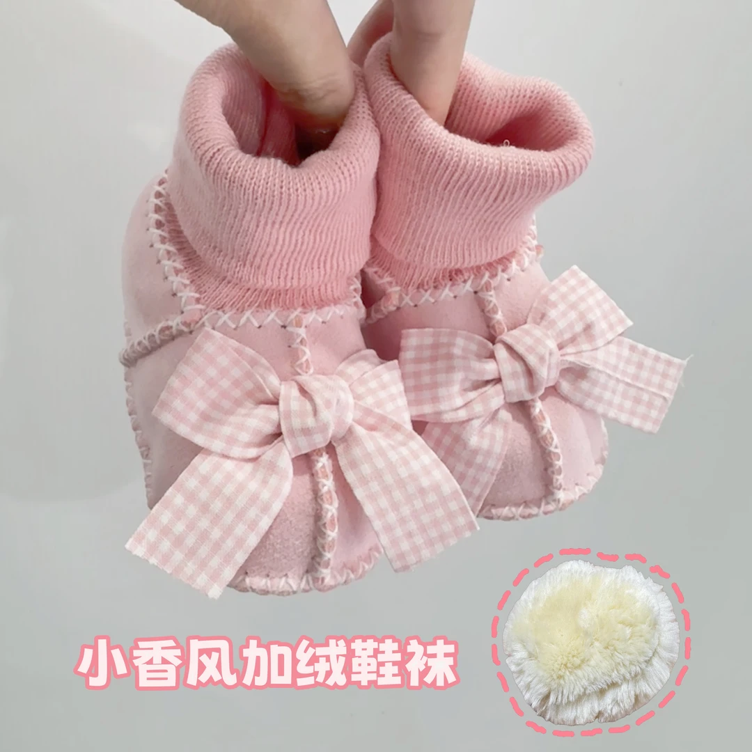 宝宝鞋袜秋冬季加绒加厚新生婴儿袜子0-12个月软底棉鞋不掉跟袜套