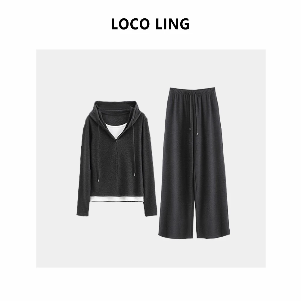 LOCO LING德绒套装 糯米感德绒锁温黑科技休闲显瘦套装LOTZ01