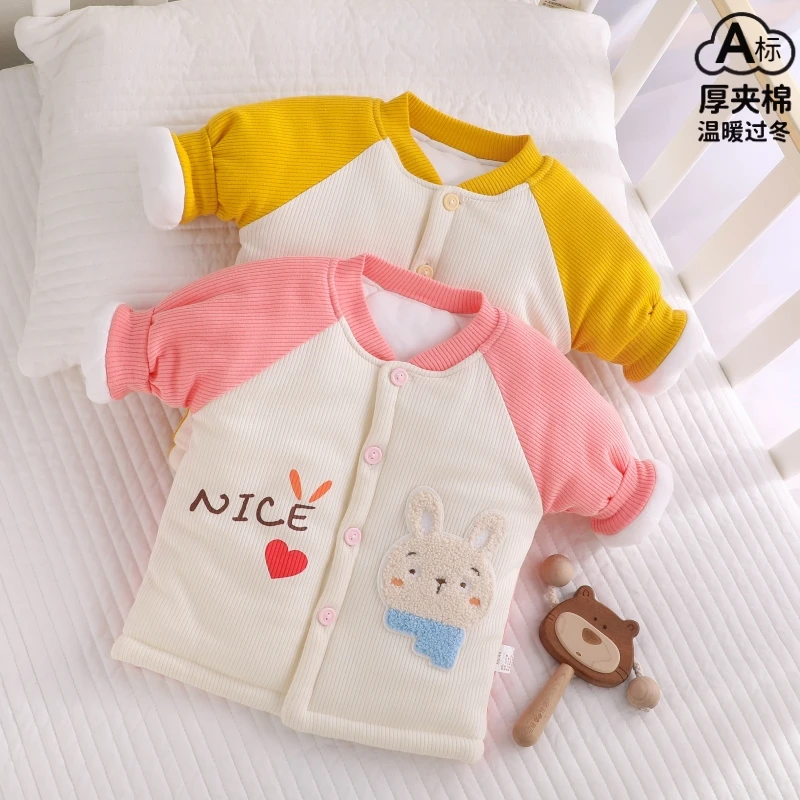 婴儿棉服秋冬季初生一岁女宝宝男夹棉外套幼儿小棉袄加厚棉衣冬装