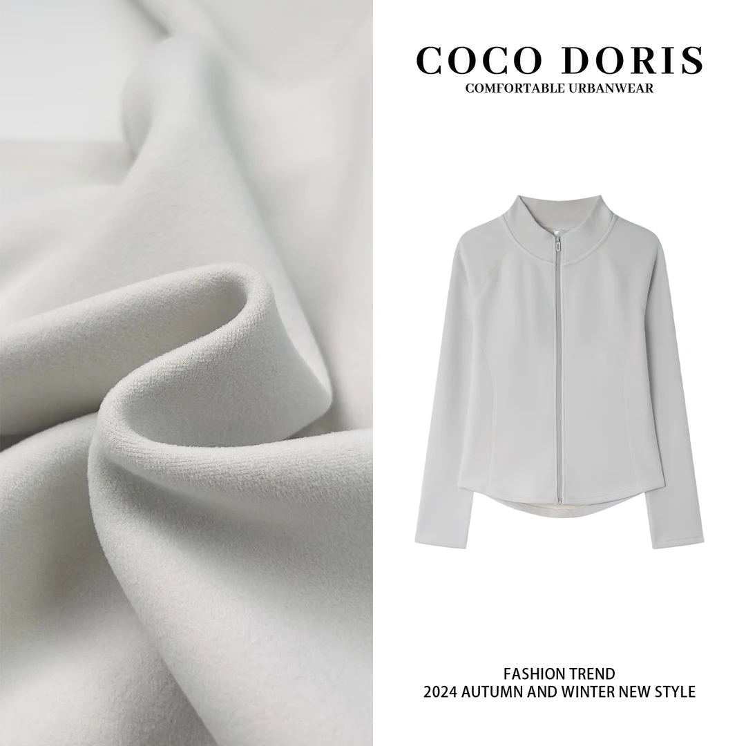 COCO DORIS L661秋季新款纯色毛绒开衫外套时尚气质百搭保暖上衣