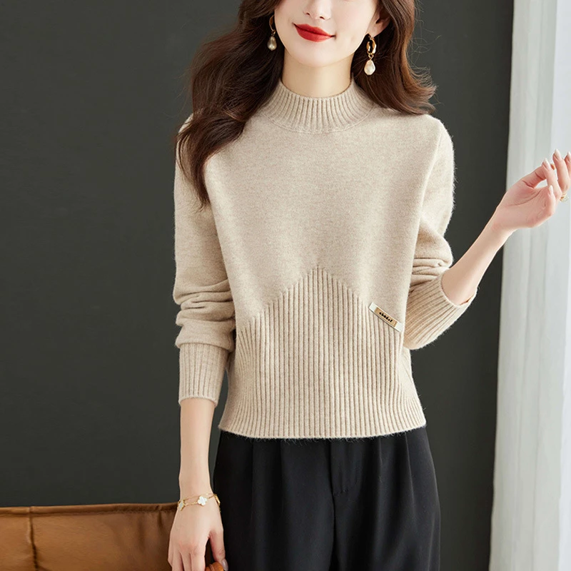 小个子短款毛衣女半高领针织上衣秋冬设计感内搭气质打底衫厚